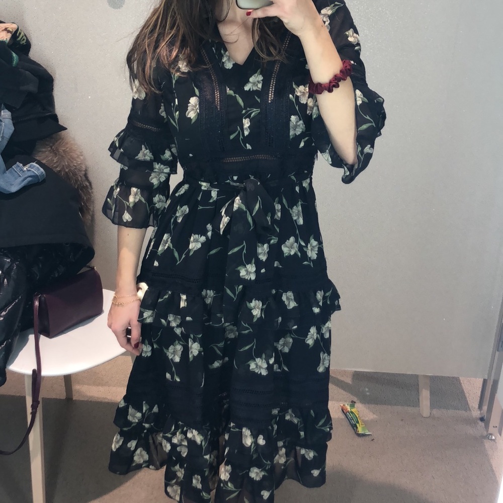 Aqua floral midi dress